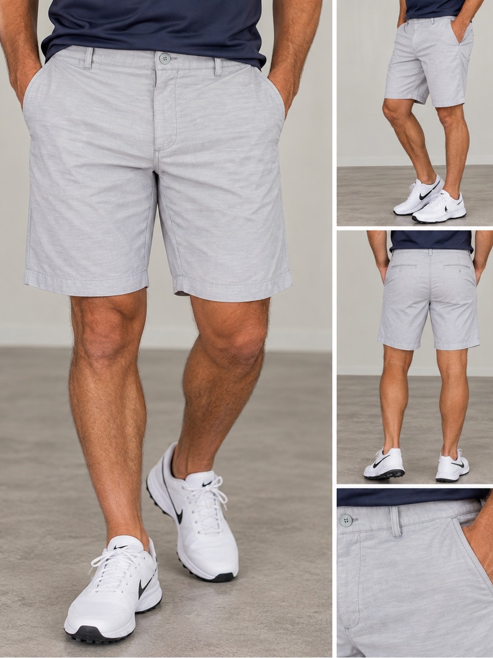 johnnie-O Bluish Gray Flat Front Men's Shorts